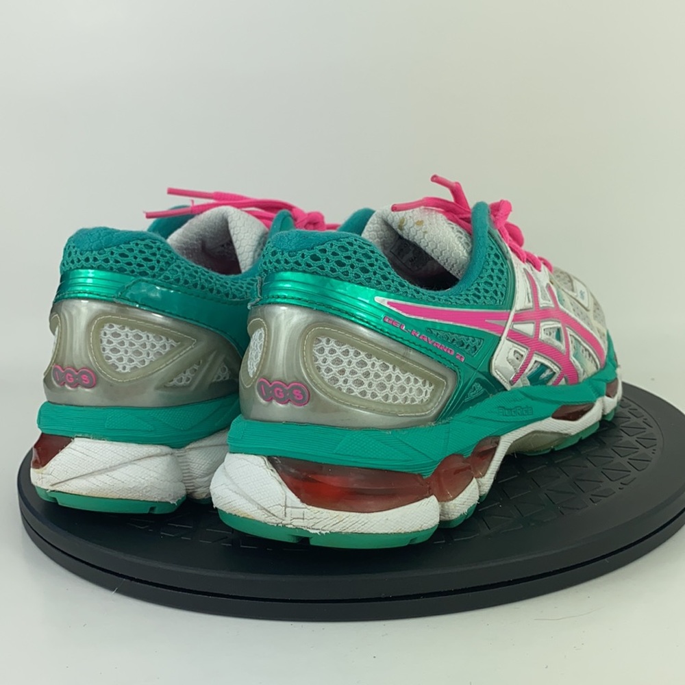 Asics Gel-Kayano 21 White/Green Athletic Running Shoes T4H7N Women's Size 8 - Picture 5 of 12